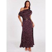 Quiz Dark Red Polka Dot Midaxi Dress