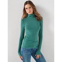 Free People Good Good Turtle Stripe Long Sleeve Top - Green