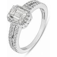 Love Diamond 1.00Ct Emerald Cut Diamond Halo Engagement Ring Lab Grown