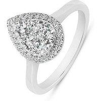Love Diamond Pear Shaped Big Look Cluster Solitaire Look Ring - One Colour