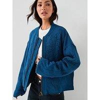 Free People Rose Zip-Up Sweatshirt - Blue