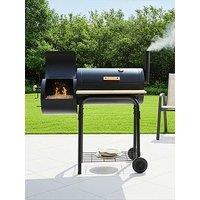 The Very Collection Barrel Charcoal Bbq With Offset Smoker
