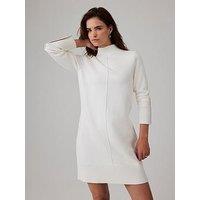 Mint Velvet Ivory Knit Contrast Cuff Dress - White