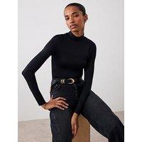 Mint Velvet High Neck Layering Top - Black