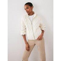 Mint Velvet Cable Bomber Jacket - Cream