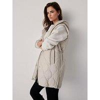Mint Velvet Neutral Knit Mix Quilted Gilet - Beige