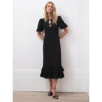 Mint Velvet Diamante Trim Midi Dress - Black