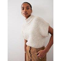 Mint Velvet Neutral Wool Blend Knit Top - Beige