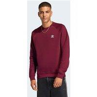 Adidas Originals Men'S Trefoil Essentials Crew Sweat - Red - Dark Red
