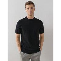 The Very Collection Cotton Rich Short Sleeve Knitted T-Shirt - Black