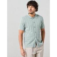 The Very Collection Cotton Rich Knitted Button Through Shirt - Mint