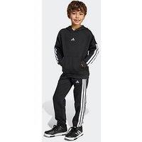 Adidas Sportswear Junior Boys Fleece Hoodie And Pant Tracksuit- Black