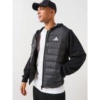 Adidas Sportswear Mens Essentials Hybrid Down Hooded Jacket - Black