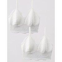 The Very Collection 2 Pack Lace Bralettes - White