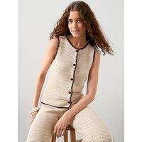 The Very Collection Cotton Rich Blanket Stitch Knitted Waistcoat -Cream