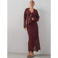 The Very Collection Crochet Maxi Skirt Coord - Chocolate