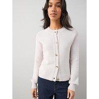 The Very Collection Cotton Rich Exposed Seam Stitch Interest Cardigan - Lilac