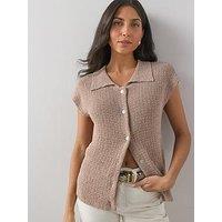 The Very Collection Button Through Knitted Tank - Beige