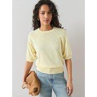 The Very Collection Batwing Cinched Waist Knitted Top - Yellow