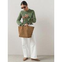 The Very Collection Cotton Rich Crew Neck Stitch Detail Jumper - Green