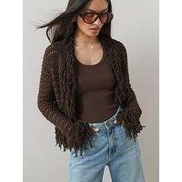 The Very Collection Cotton Rich Fringe Knitted Cardigan - Chocolate