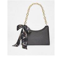 Quiz Black Satin Chain Shoulder Bag