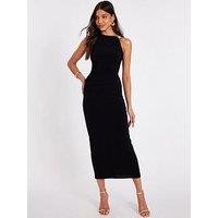 Quiz Black Gold Buckle Midaxi Dress