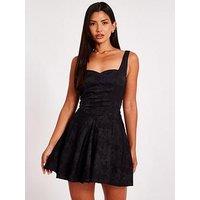 Quiz Black Satin Jacquard Mini Dress