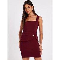 Quiz Dark Red Square Neck Mini Dress