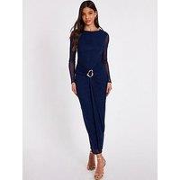 Quiz Navy Mesh Buckle Midaxi Dress
