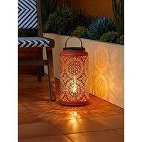 The Very Collection 32Cm Mesh Solar Lantern With Usb Charge - Light Terracotta