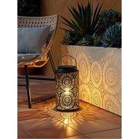 The Very Collection 32Cm Mesh Solar Lantern With Usb Charge - Black