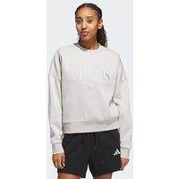 Adidas Sportswear Womens Cozy Holiday Graphic Sweatshirt - Grey