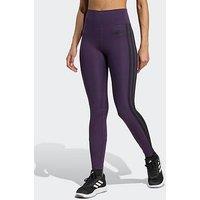 Adidas Womens Training Optime Essentials 3 Stripe Tights - Purple