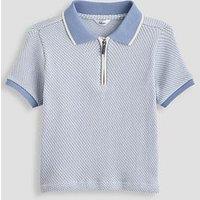 The Very Collection Boys Texture Detail Polo Shirt - Blue