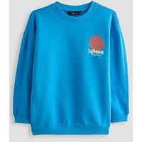 The Very Collection Boys Washed Back Graphic Sweatshirt - Blue
