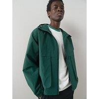 The Very Collection Shower Resistant Double Pocket Hooded Rain Jacket - Green