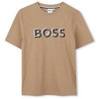 Boss Boys Short Sleeve Logo T-Shirt - Beige