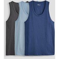 The Very Collection 3 Pack Pure Cotton Jersey Vests - Grey/Blue
