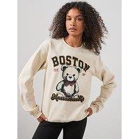 The Very Collection Boston Bear Graphic Sweatshirt - Taupe