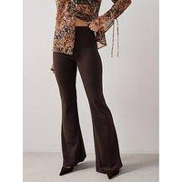 The Very Collection High Waisted Flare Trousers - Brown