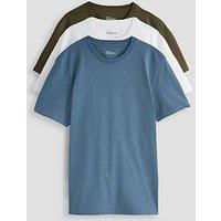 The Very Collection 3 Pack Pure Cotton Crew Neck T-Shirts - White/Blue/Green