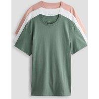 The Very Collection 3 Pack Pure Cotton Crew Neck T-Shirts - Cream/Sage/Pink