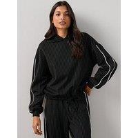 The Very Collection Side Stripe Mono Tie Hem Hoodie Co-Ord - Black