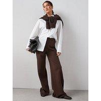 The Very Collection Cord Trim Wide Leg Joggers Co-Ord - Brown