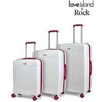 Rock Luggage Love Island White/Pink 3Pc Set Suitcase
