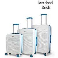 Rock Luggage Love Island White/Blue 3Pc Set Suitcase