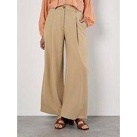 Apricot Tailored Wide Leg Trouser - Beige