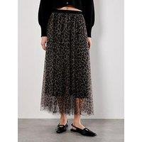 Apricot Leopard Tulle Skirt - Brown
