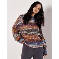 Apricot Mix Yarn Distressed Boho Jumper - Purple